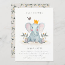 Invitación de Baby Shower a la foliage de elefante