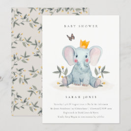 Invitación de Baby Shower a la foliage de elefante
