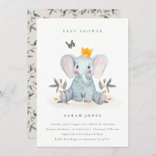 Invitación de Baby Shower a la foliage de elefante