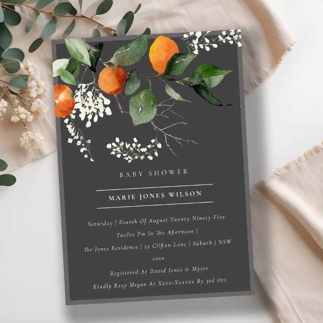 Invitación de Baby Shower a la Foliage de Naranja  (Subido por el creador)