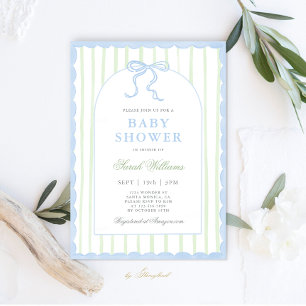 Invitación de Baby Shower a la función Preppy clás