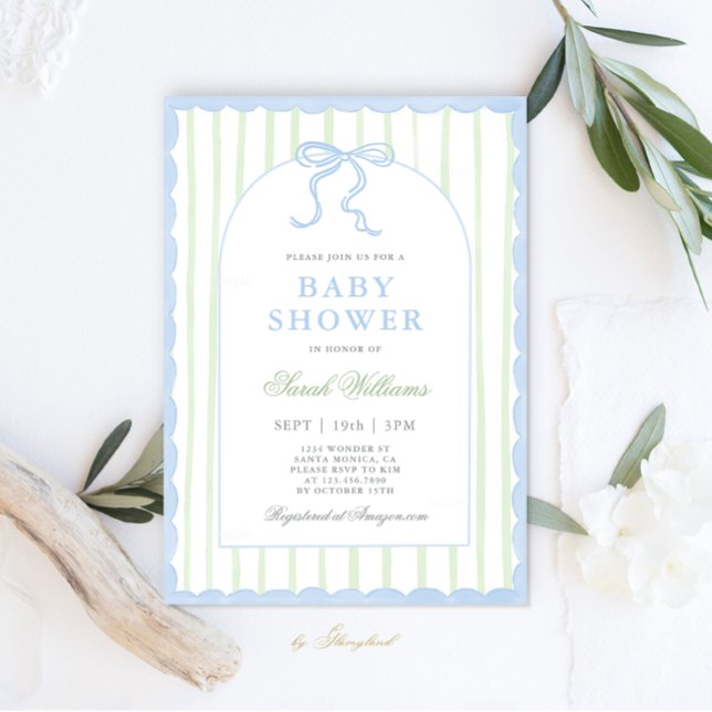 Invitación de Baby Shower a la función Preppy clás (Subido por el creador)