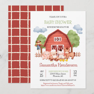 Invitación de Baby Shower a la granja de granos ro