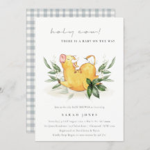 Invitación de Baby Shower a la granja de vacas cul