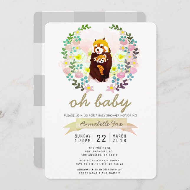 Invitación de Baby Shower a la guerra de flores de (Anverso / Reverso)