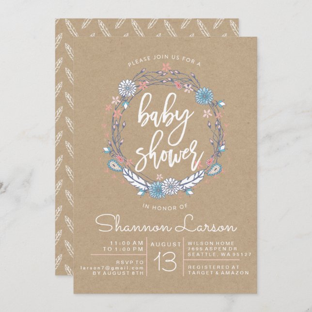 Invitación de Baby Shower a la guerra de flores de (Anverso / Reverso)