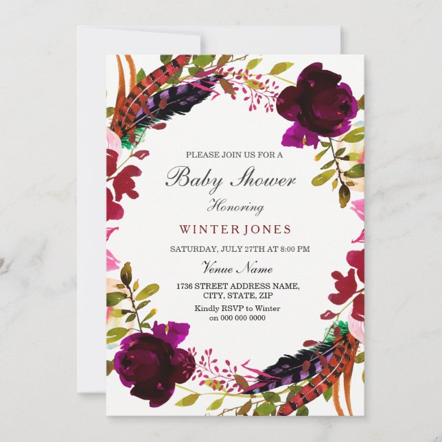 Invitación de Baby Shower a la guerra de flores mo (Anverso)