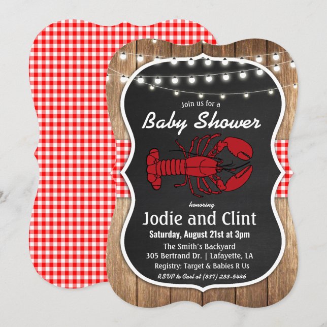 Invitación de Baby Shower a la hierba de langosta  (Anverso / Reverso)