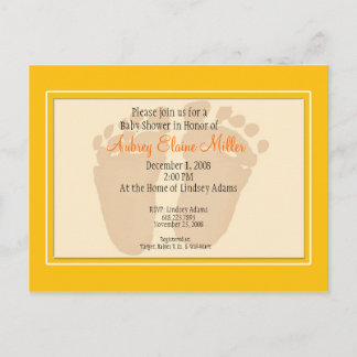 Invitación de Baby Shower a la huella amarilla