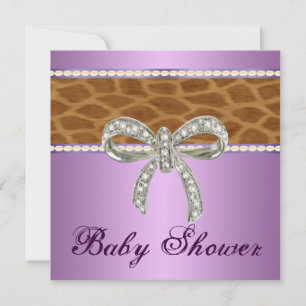 Invitación de Baby Shower a la jirafa morada de di