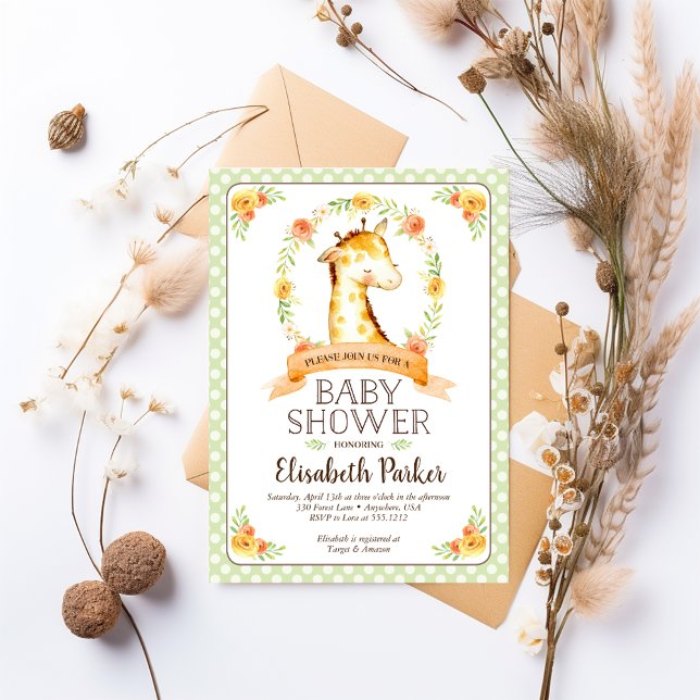 Invitación de Baby Shower a la jirafa neutral de g (Subido por el creador)