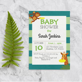 Invitación de Baby Shower a la jungla de Frisbee