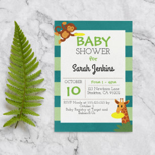 Invitación de Baby Shower a la jungla de Frisbee