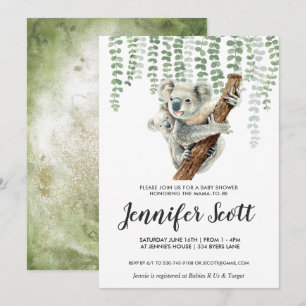 Invitación de Baby Shower a la jungla de Koala