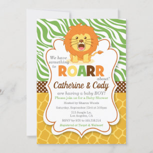 Invitación de Baby Shower a la jungla de león ROAR