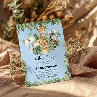 Invitación de Baby Shower a la jungla de Safari -
