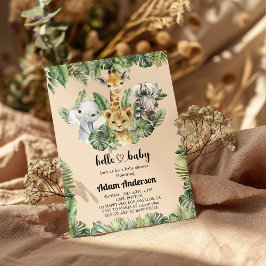 Invitación de Baby Shower a la jungla de Safari - 