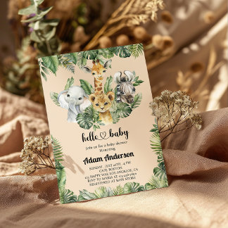 Invitación de Baby Shower a la jungla de Safari -