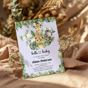 Invitación de Baby Shower a la jungla de Safari - 