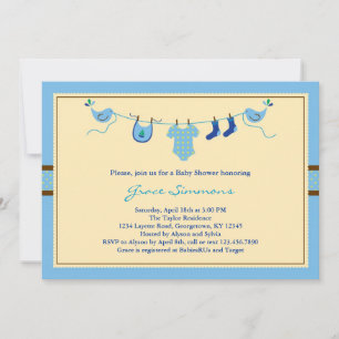 Invitación de Baby Shower a la línea de ropa de la