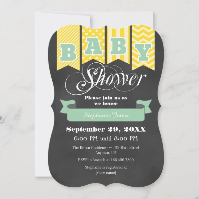 Invitación de Baby Shower a la marca de la placa a (Anverso)