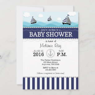 Invitación de Baby Shower a la Marina Náutica Azul