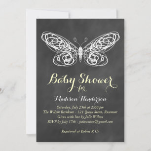 Invitación de Baby Shower a la mariposa de Chalkbo