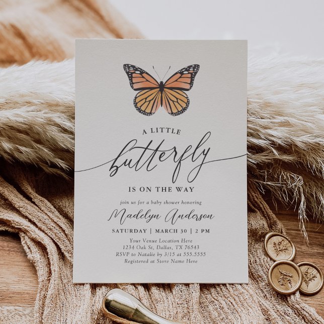Invitación de Baby Shower a la mariposa monarca (Subido por el creador)