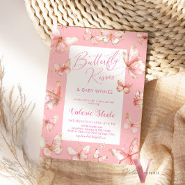 Invitación de Baby Shower a la mariposa rosa paste