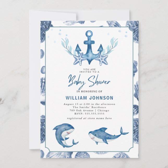 Invitación de Baby Shower a la modernidad bajo el  (Anverso)