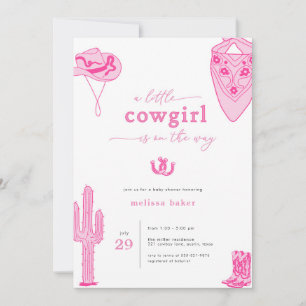 Invitación de Baby Shower a la niñita rosa occiden