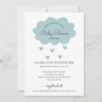 Invitación de Baby Shower a la nube de lluvia azul