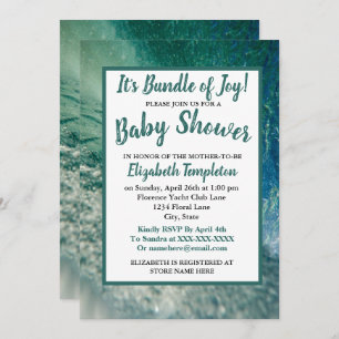 Invitación de Baby Shower a la ola oceánica neutra