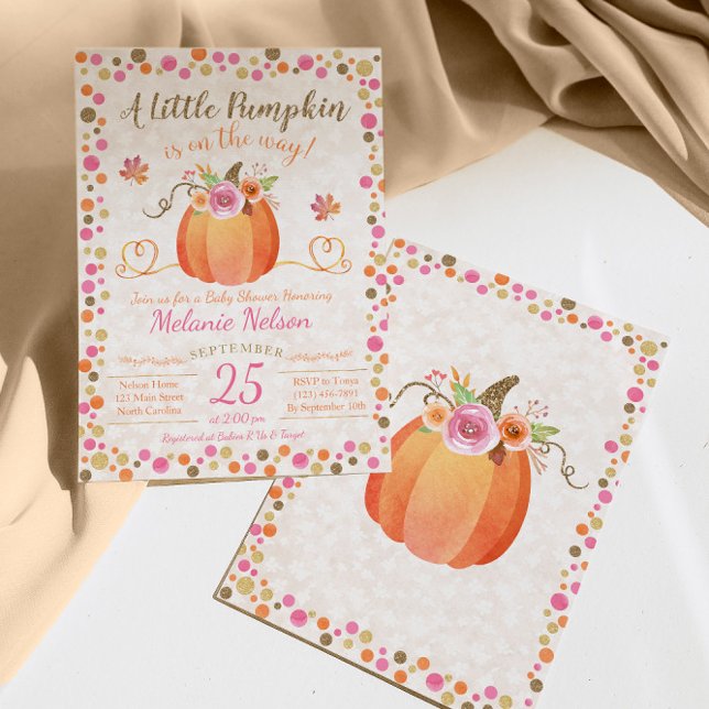 Invitación de Baby Shower a la pequeña calabaza ca (Subido por el creador)