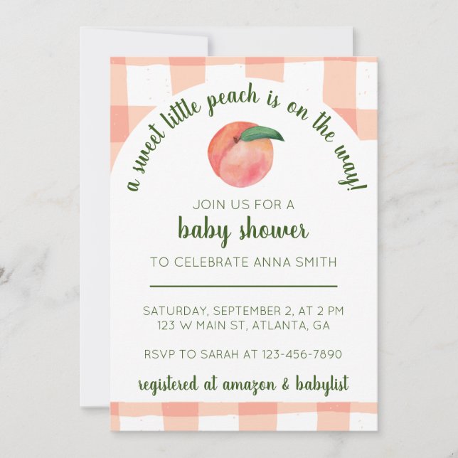 Invitación de Baby Shower a la pequeña y dulce mel (Anverso)