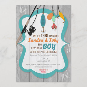 Invitación de Baby Shower a la pesca con aliento d