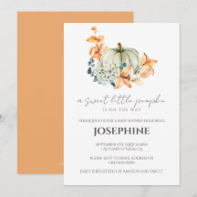 Invitación de Baby Shower a la piel de calabaza du