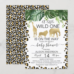 Invitación de Baby Shower a la piel de leopardo de