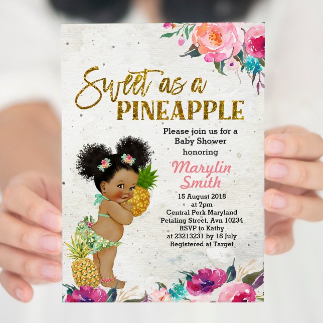 Invitación de Baby Shower a la piña tropical (Subido por el creador)