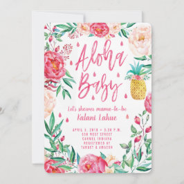 Invitación de Baby Shower a la piña tropical Aloha