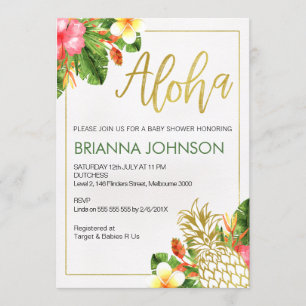 Invitación de Baby Shower a la piña tropical de Al
