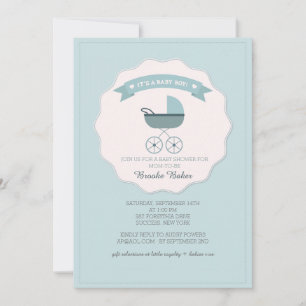 Invitación de Baby Shower a la portadora azul para