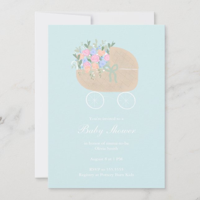 Invitación de Baby Shower a la portadora de bebé a (Anverso)