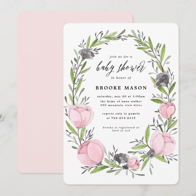 Invitación de Baby Shower a la primavera de la flo (Anverso / Reverso)