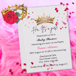 Invitación de Baby Shower a la Princesa Crown (niñ