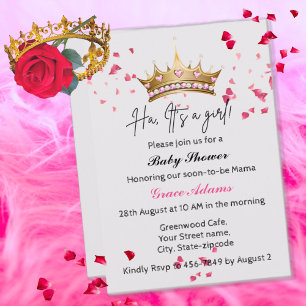 Invitación de Baby Shower a la Princesa Crown (niñ