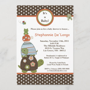 Invitación de Baby Shower a la rana de tortuga Lag