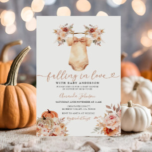 Invitación de Baby Shower a la ropa de otoño neutr