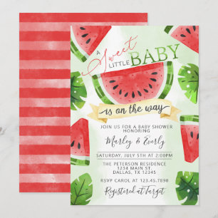 Invitación de Baby Shower a la sandía roja tropica