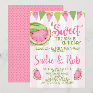 Invitación de Baby Shower a la sandía rosa